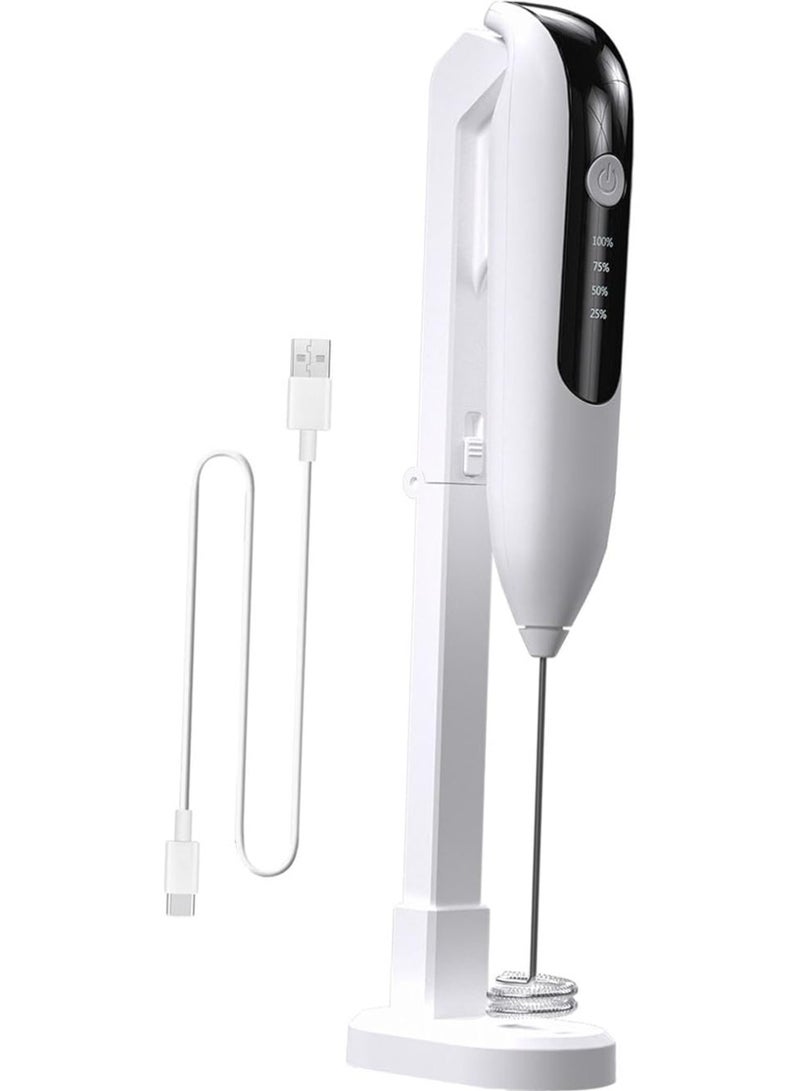 Electric Handheld Milk Frother – Rechargeable Mini Whisk for Cream, Cakes & Baking – White - Image 1