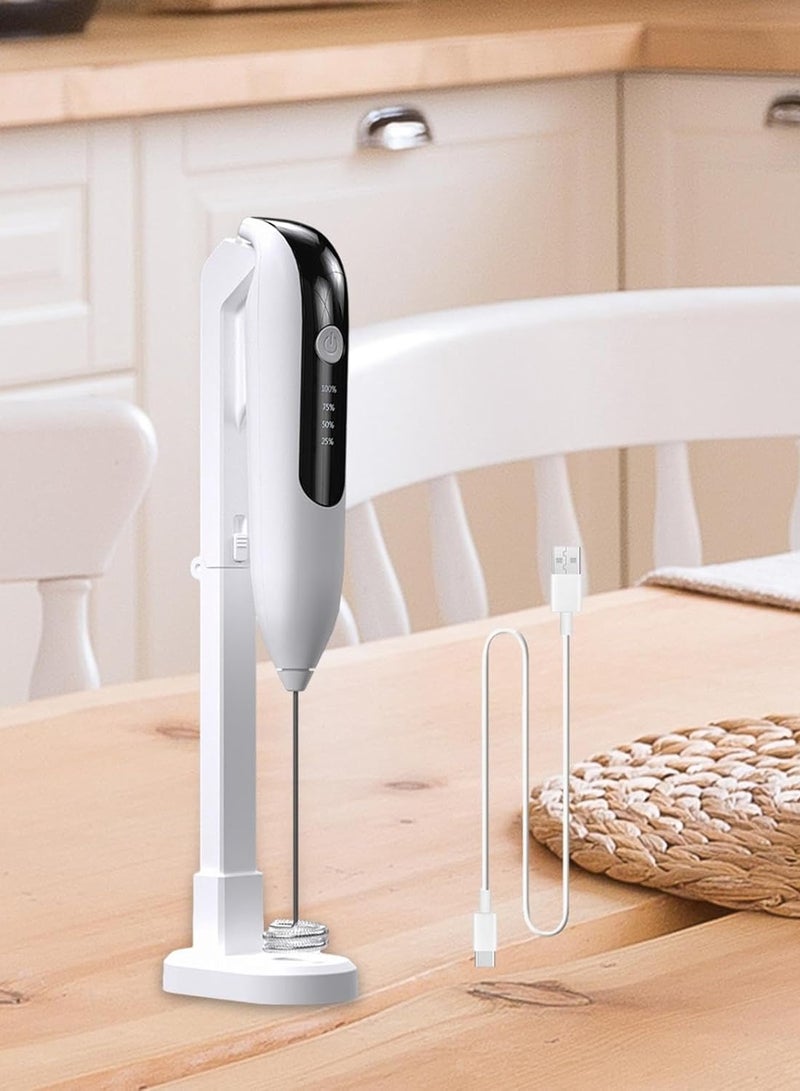 Electric Handheld Milk Frother – Rechargeable Mini Whisk for Cream, Cakes & Baking – White - Image 4