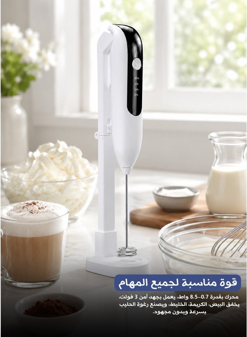 Electric Handheld Milk Frother – Rechargeable Mini Whisk for Cream, Cakes & Baking – White - Image 5