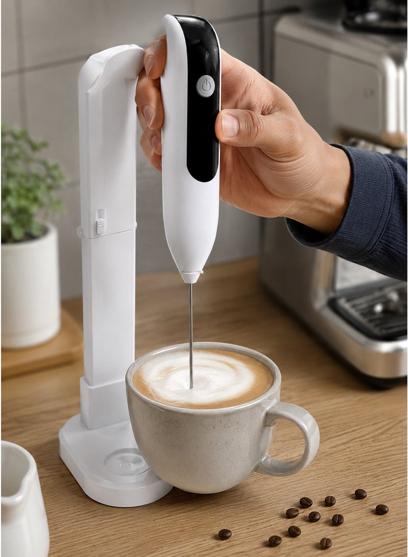 Electric Handheld Milk Frother – Rechargeable Mini Whisk for Cream, Cakes & Baking – White - Image 2