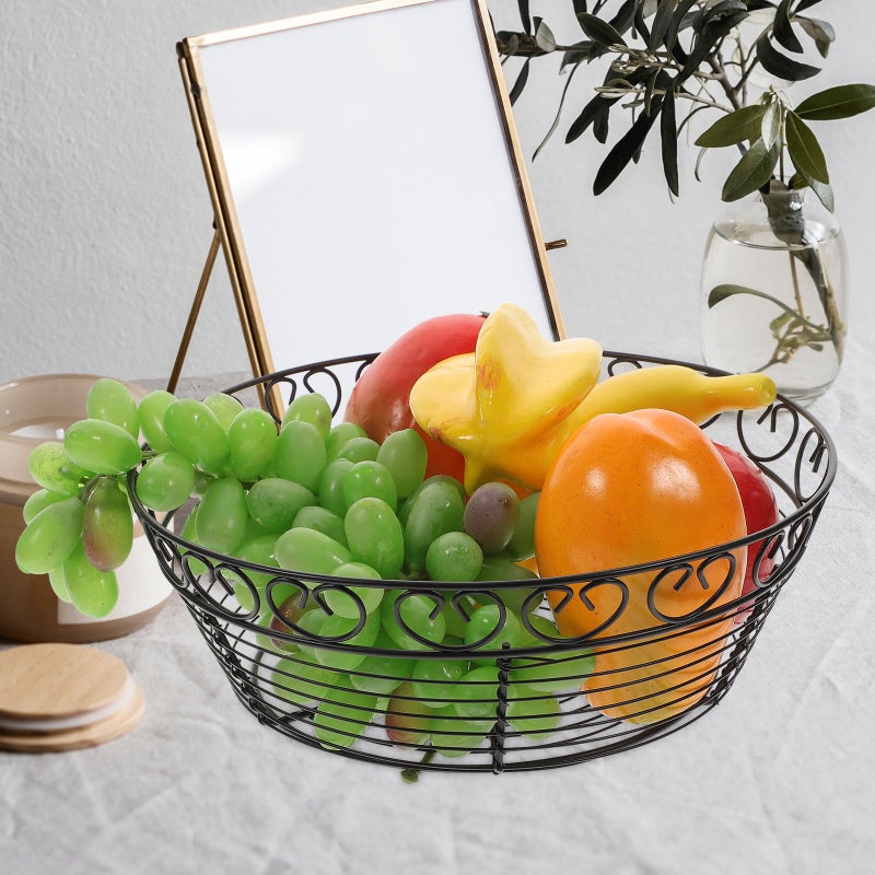Compact Black Metal Wire Kitchen Storage Basket For Fruits Vegetables Bread Countertop - Image 4