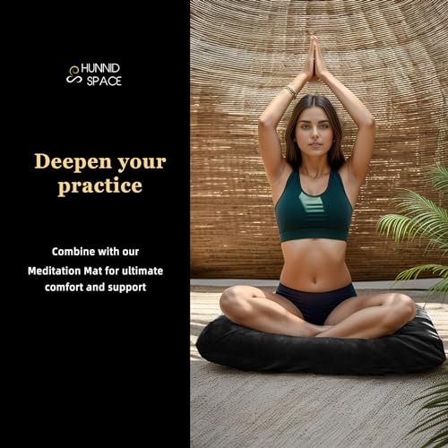 hunnidspace Meditation Cushion Set Zafu & Zabuton – Buckwheat Hull & Memory Foam, Adjustable Floor Pillow for Yoga, Meditation & Sitting, Removable Velvet Cover (Classic Black) - Image 4