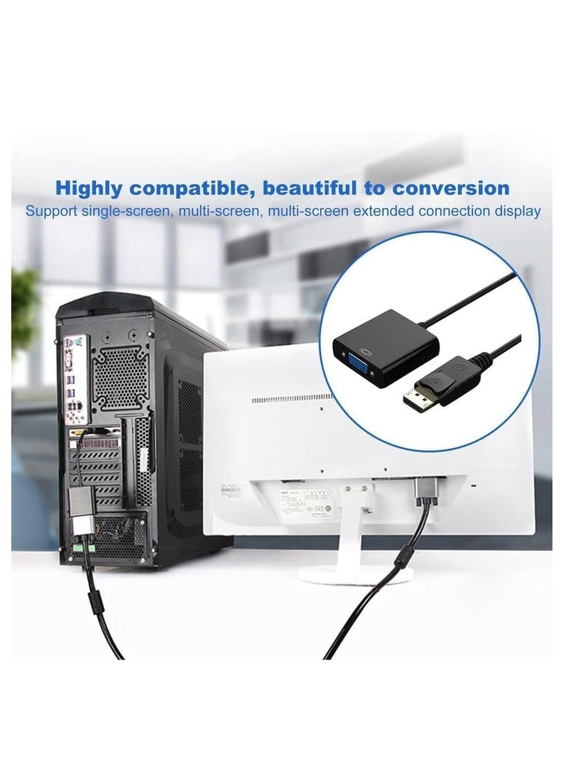 DP to VGA Converter, DisplayPort (DP) to VGA Adapter, DP To VGA Male to Female Adapter for DP Port Devices,Computer and Older Generation PC, Black