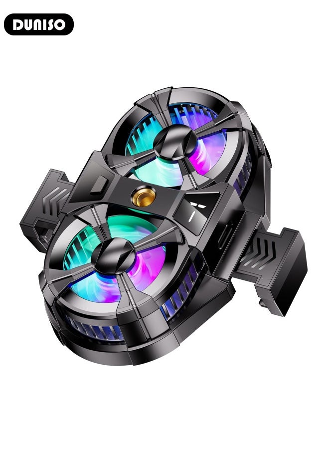 DUNISO Phone Cooler Cellphone Radiator Phone Cooler with Dual Semi-Conductor Cooling Chip Mobile Phone Cooling Fans Digital Display for Tiktok Live Streaming Outdoor Vlog Mobile Gaming  - Image 2