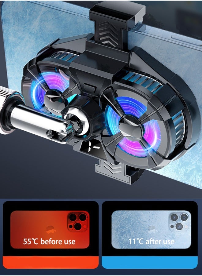 DUNISO Phone Cooler Cellphone Radiator Phone Cooler with Dual Semi-Conductor Cooling Chip Mobile Phone Cooling Fans Digital Display for Tiktok Live Streaming Outdoor Vlog Mobile Gaming  - Image 4