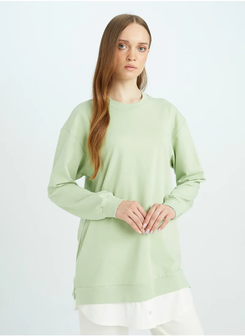 DeFacto Regular Fit Crew Neck Tunic With Hem Detail