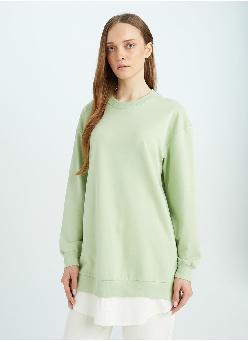 DeFacto Regular Fit Crew Neck Tunic With Hem Detail  - Image 1