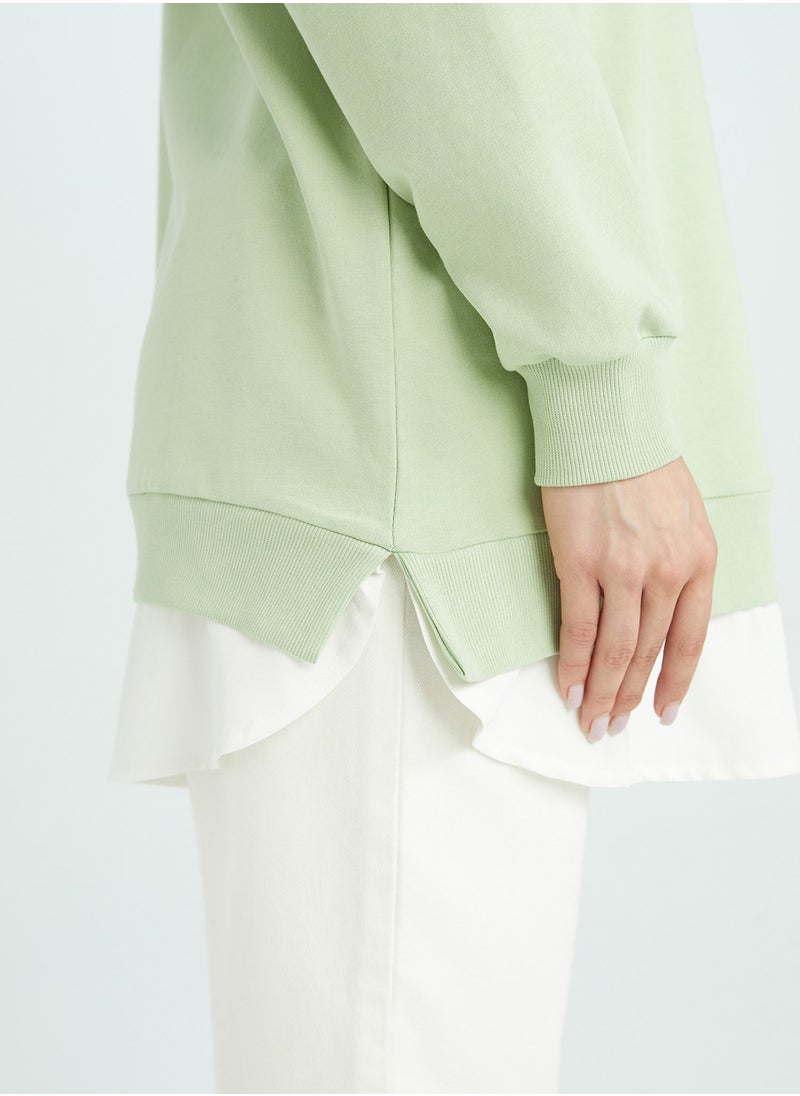 DeFacto Regular Fit Crew Neck Tunic With Hem Detail  - Image 4