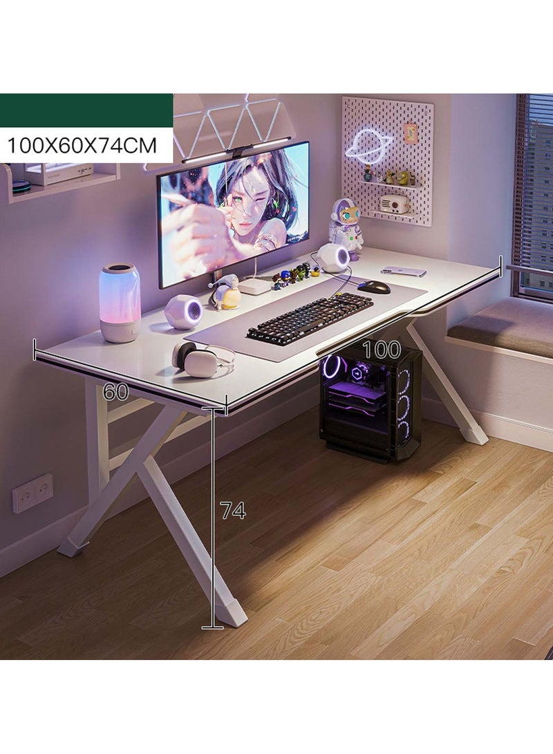 هويتك مكتب أبيض دافئ مع سطح مكتب سميك وإطار فولاذي على شكل حرف K 100 سم - Image 2
