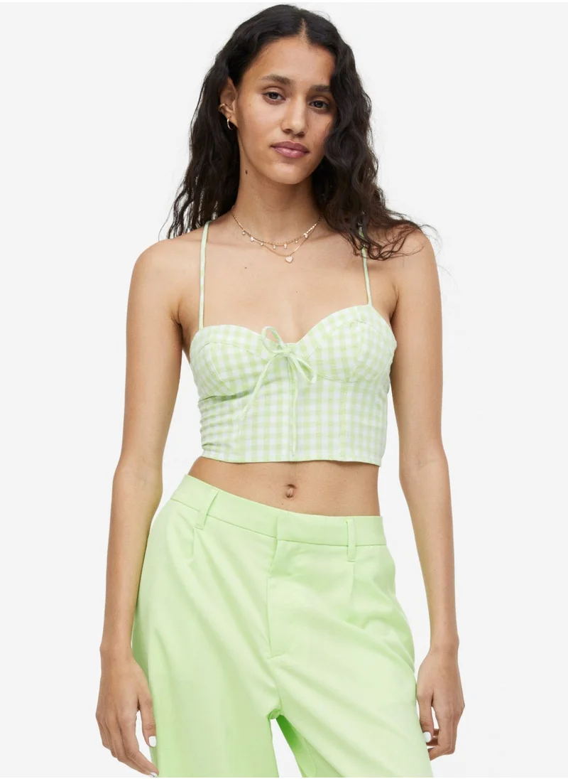 H&M Checked Tie Detail Crop Top