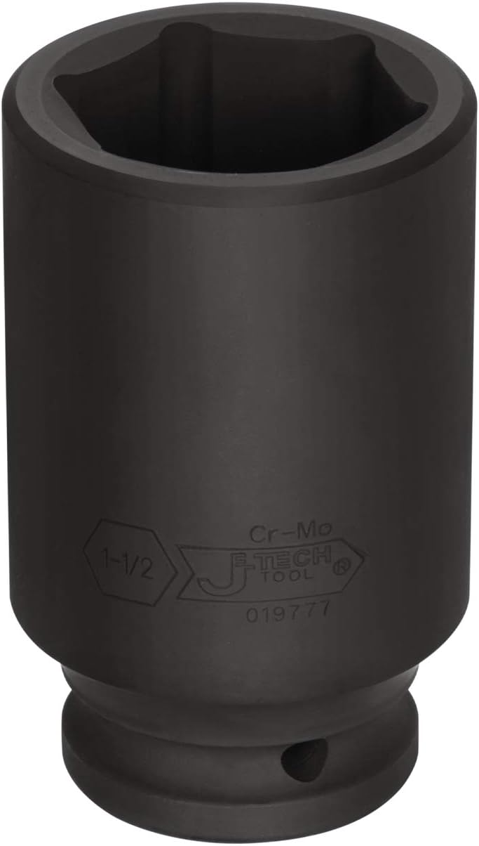 Jetech 3/4 Inch Drive 1-1/2 Inch Deep Impact Socket, Made with Heat-Treated Chrome Molybdenum Alloy Steel, 6-Point Design, SAE - Image 2