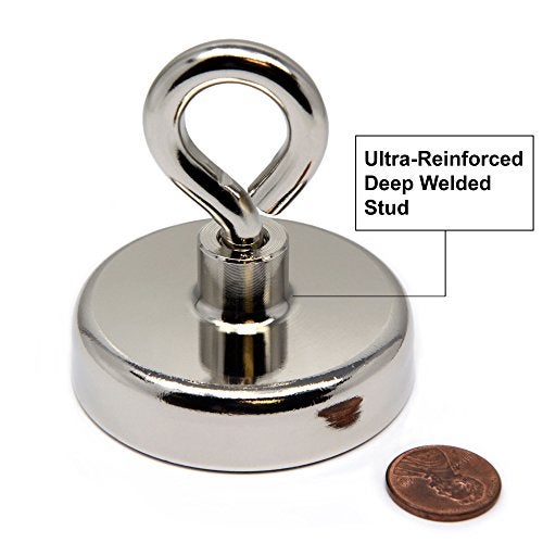 CMS MAGNETICS - (250-Pound Pull Force) 61mm Diameter Neodymium Cup Magnet with Eye Bolt | Strong, Stainless Steel | Fishing Magnet, Lifting, Science, Research, DYI - Image 3