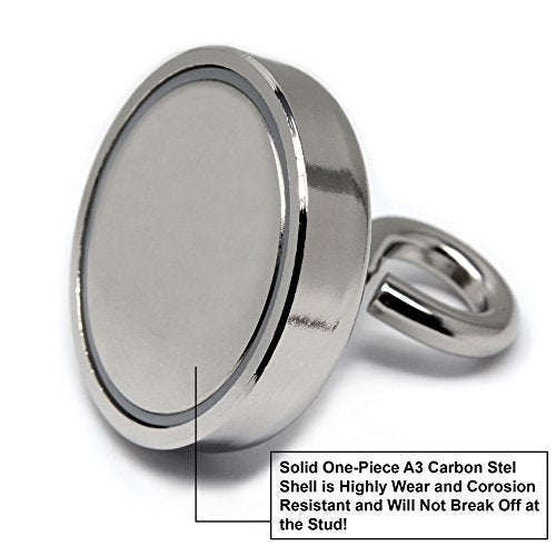 CMS MAGNETICS - (250-Pound Pull Force) 61mm Diameter Neodymium Cup Magnet with Eye Bolt | Strong, Stainless Steel | Fishing Magnet, Lifting, Science, Research, DYI - Image 4