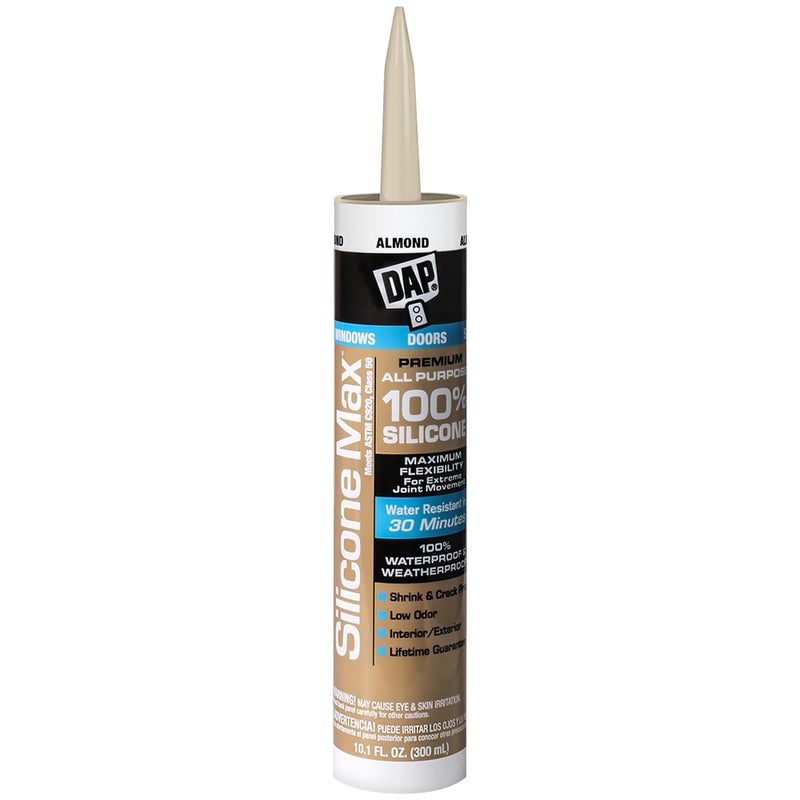 DAP Silicone Max Premium Sealant, 100% Silicone, Almond, 10.1-oz. - Image 1
