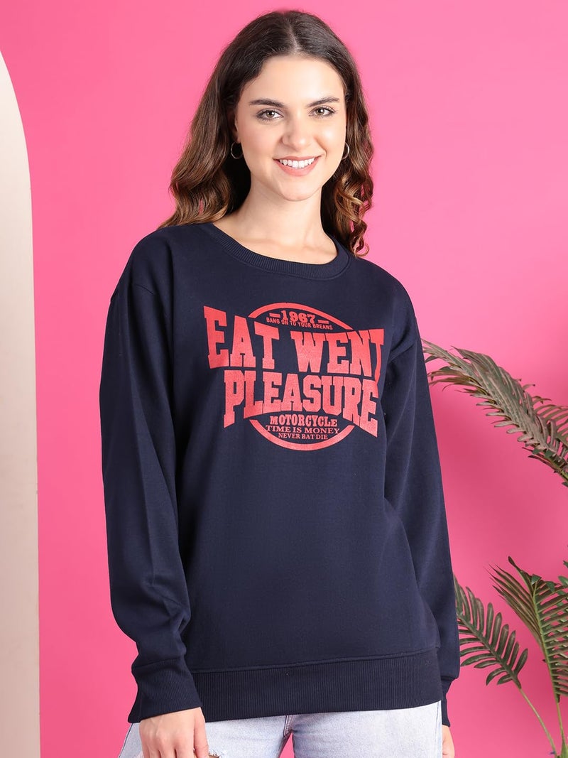 Mack JONNEY Regular Fit Blue Printed Sweatshirt for Women-MACK639991 - Image 3