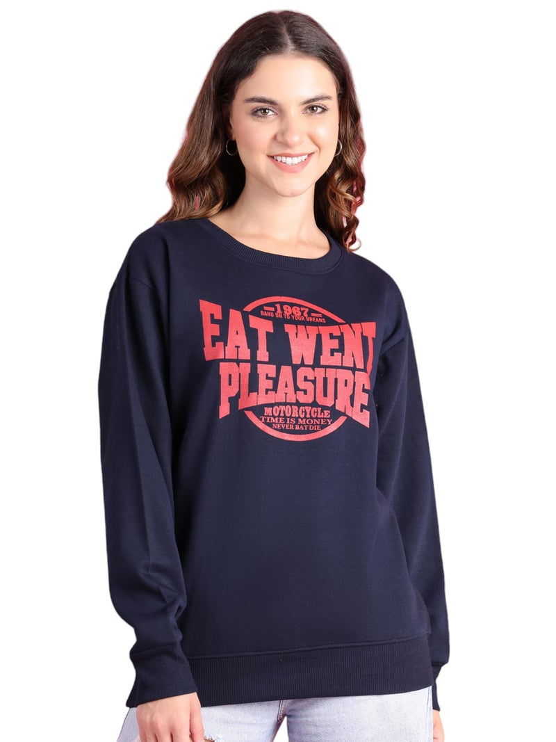 Mack JONNEY Regular Fit Blue Printed Sweatshirt for Women-MACK639991 - Image 1