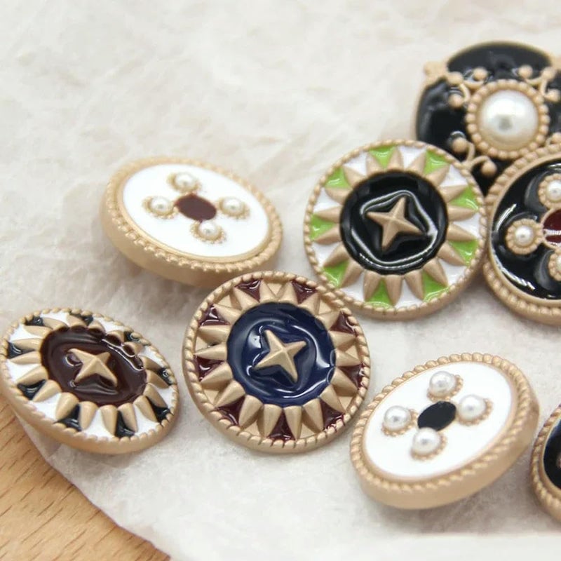 Buttons,Metal Buttons, Buttons 6/10/12pcs 18~30mm Large Vintage Colorful Gold Metal Shank Pearl for Clothes Women Coat Decorative Handmade DIY Sewing Accessories(Black White,18mm 12pcs) - Image 3