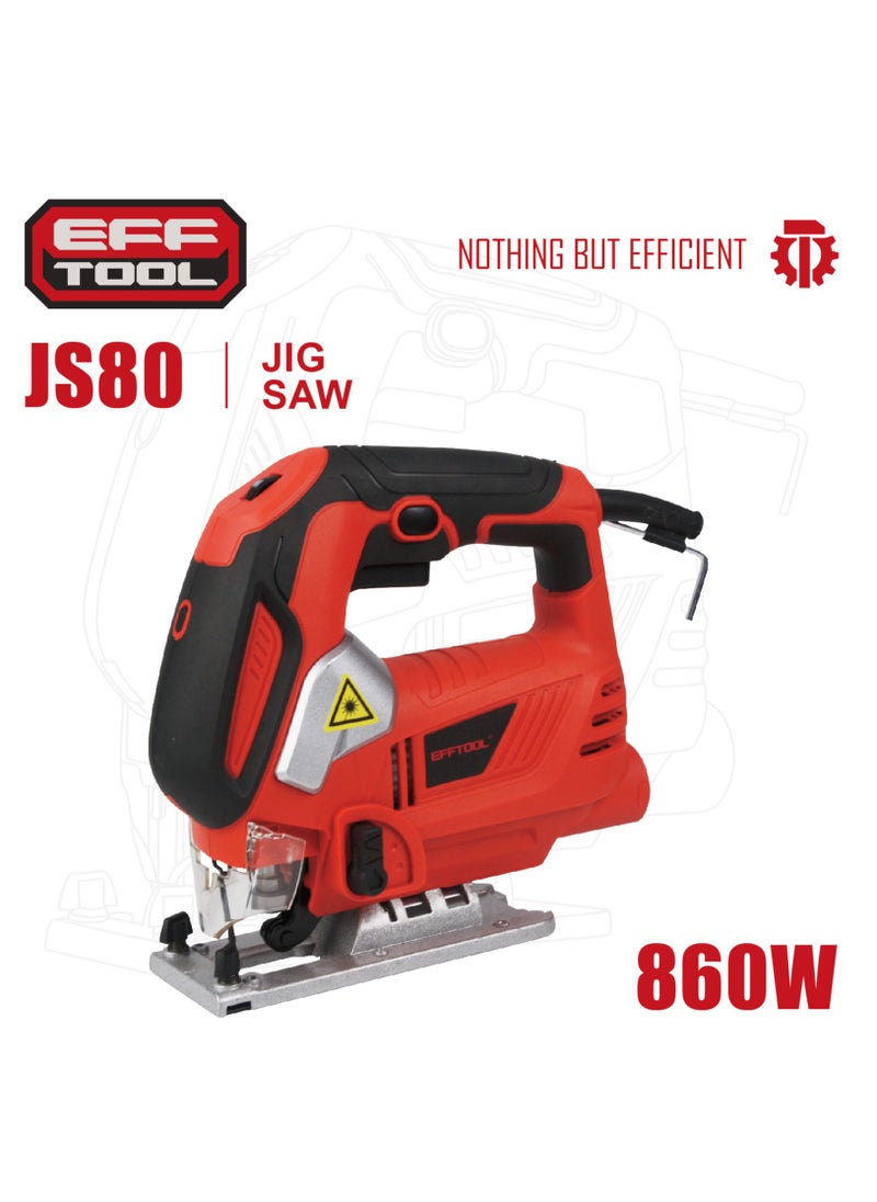 EFFTOOL Compact Jigsaw, 860W, Variable Speed, Ergonomic Design, Lock-On Switch, Dust Extraction, 0-45° Bevel Cuts for Precise, Versatile Cutting,  - Image 1