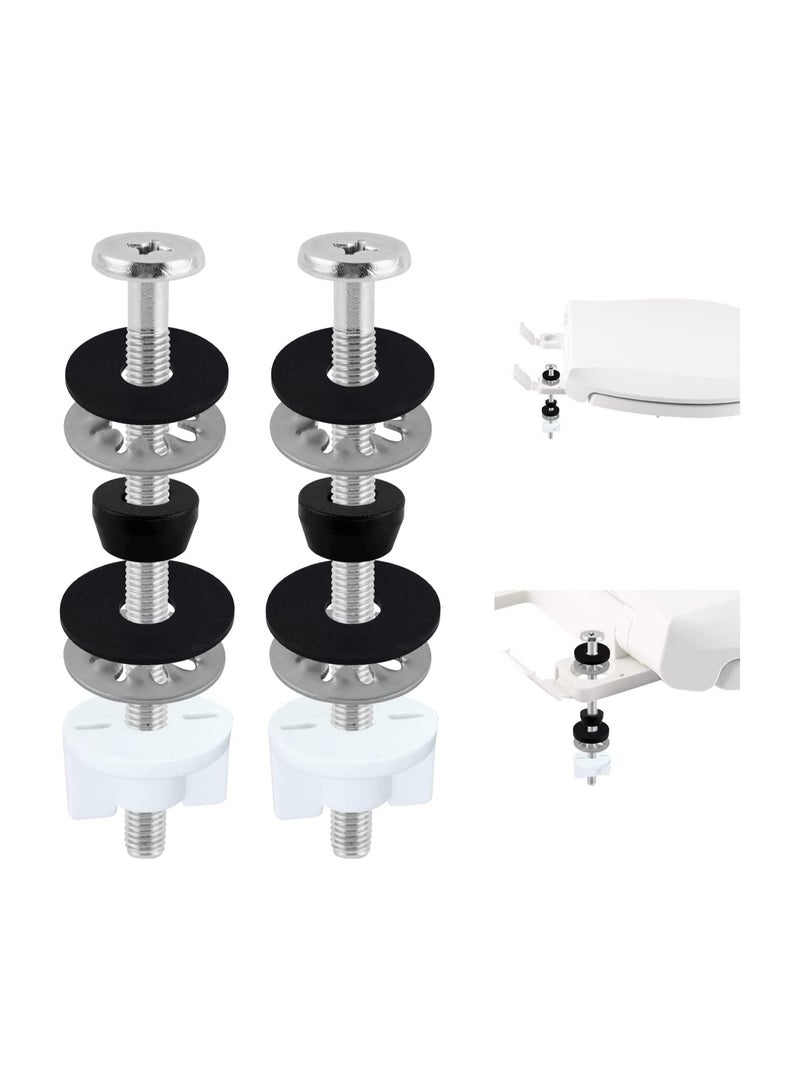SOLARAE 2pcs Universal Toilet Seat Bolts Toilet Seat Screws Replacement Bolts Kit with Downlock Nuts White Plastic Nuts and Rubber Washers Bathroom Toilet Repair Screw 3 Inches Stainless Steel - Image 1