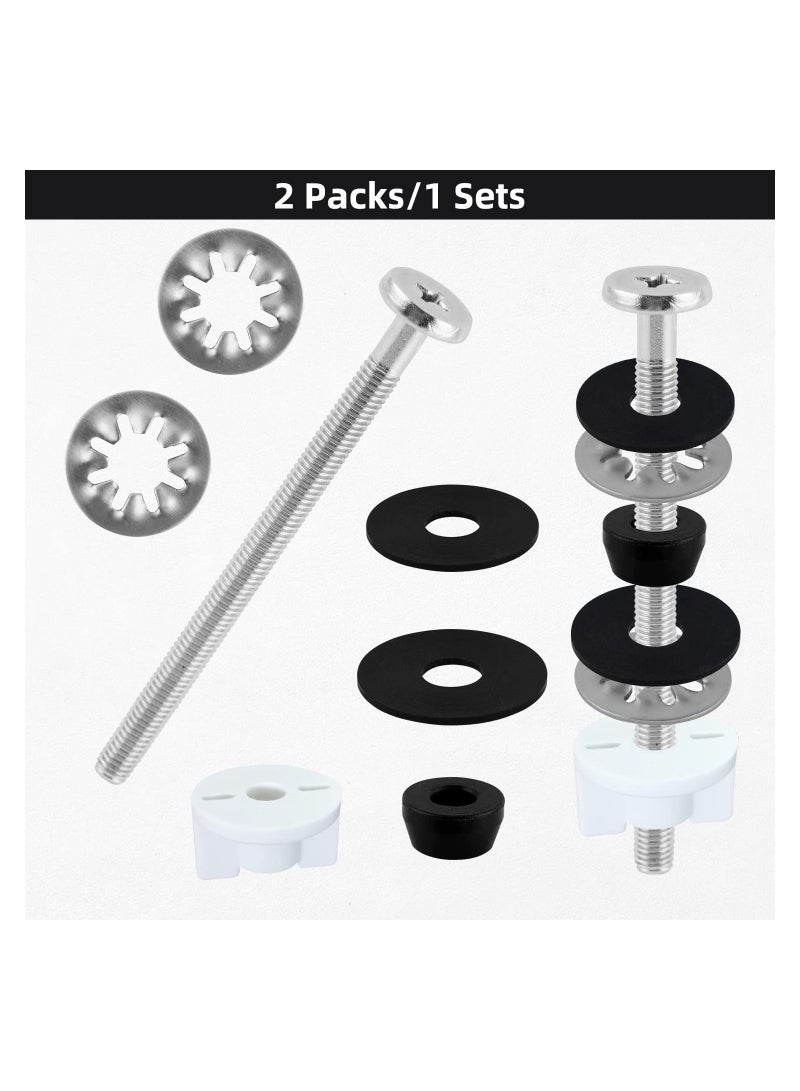 SOLARAE 2pcs Universal Toilet Seat Bolts Toilet Seat Screws Replacement Bolts Kit with Downlock Nuts White Plastic Nuts and Rubber Washers Bathroom Toilet Repair Screw 3 Inches Stainless Steel - Image 5