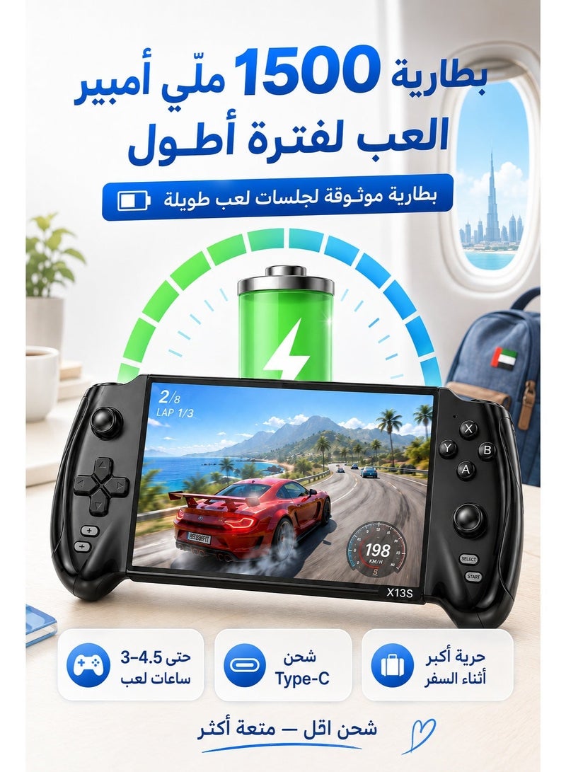 X13 Portable Handheld Game Console with 5.5-inch IPS Display, TV Output and Type-C Charging, Black - Image 4