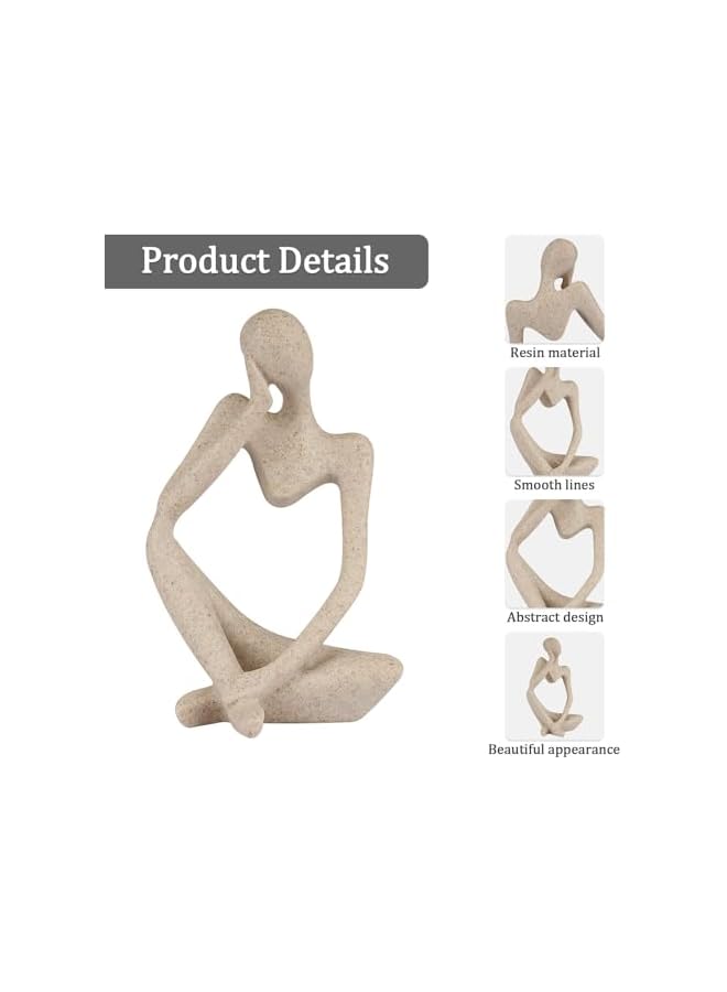 Heatunk Sandstone Resin Thinker Style Abstract Sculpture Statue - Collectible Figurine for Home, Office, Bookshelf, Desktop Decor-Small Sandstone Left - Image 4