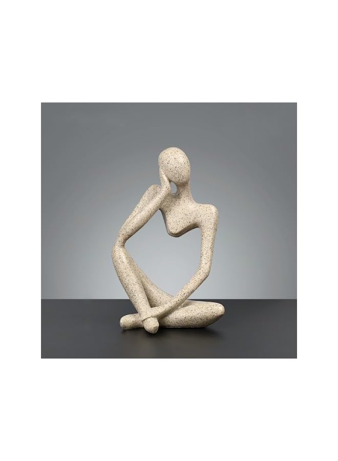 Heatunk Sandstone Resin Thinker Style Abstract Sculpture Statue - Collectible Figurine for Home, Office, Bookshelf, Desktop Decor-Small Sandstone Left - Image 1