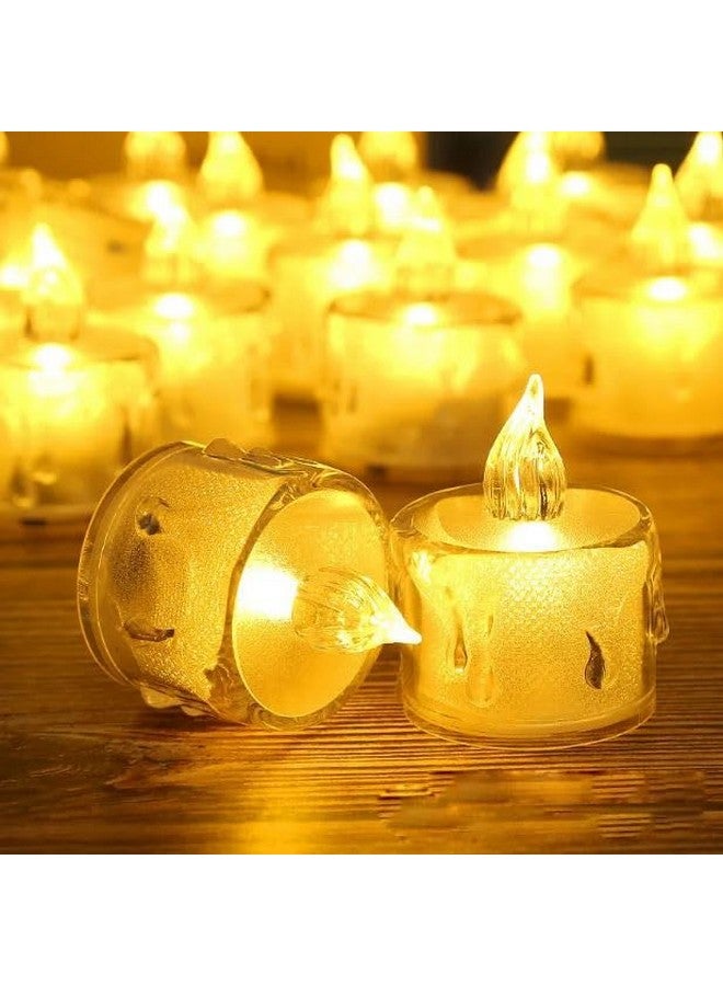 True Decor True Decor 12PC Acrylic Flameless & Smokeless Melted Design Crystal LED Candles for Home Decoration||LED Tealight Candles for Christmas & Diwali Pack of 12 (Yellow) - Image 1