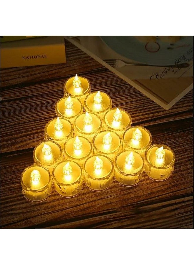 True Decor True Decor 12PC Acrylic Flameless & Smokeless Melted Design Crystal LED Candles for Home Decoration||LED Tealight Candles for Christmas & Diwali Pack of 12 (Yellow) - Image 4