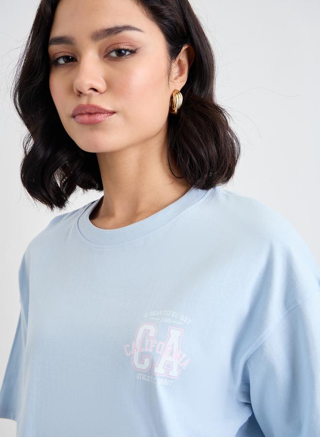 Styli Slogan Print Crew Neck Oversized T-Shirt - Image 2