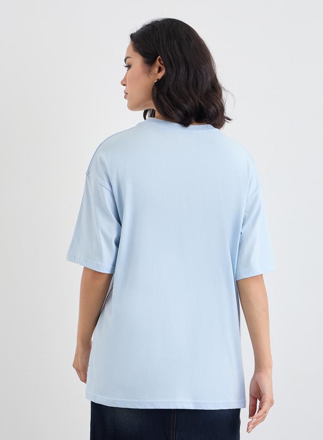 Styli Slogan Print Crew Neck Oversized T-Shirt - Image 4