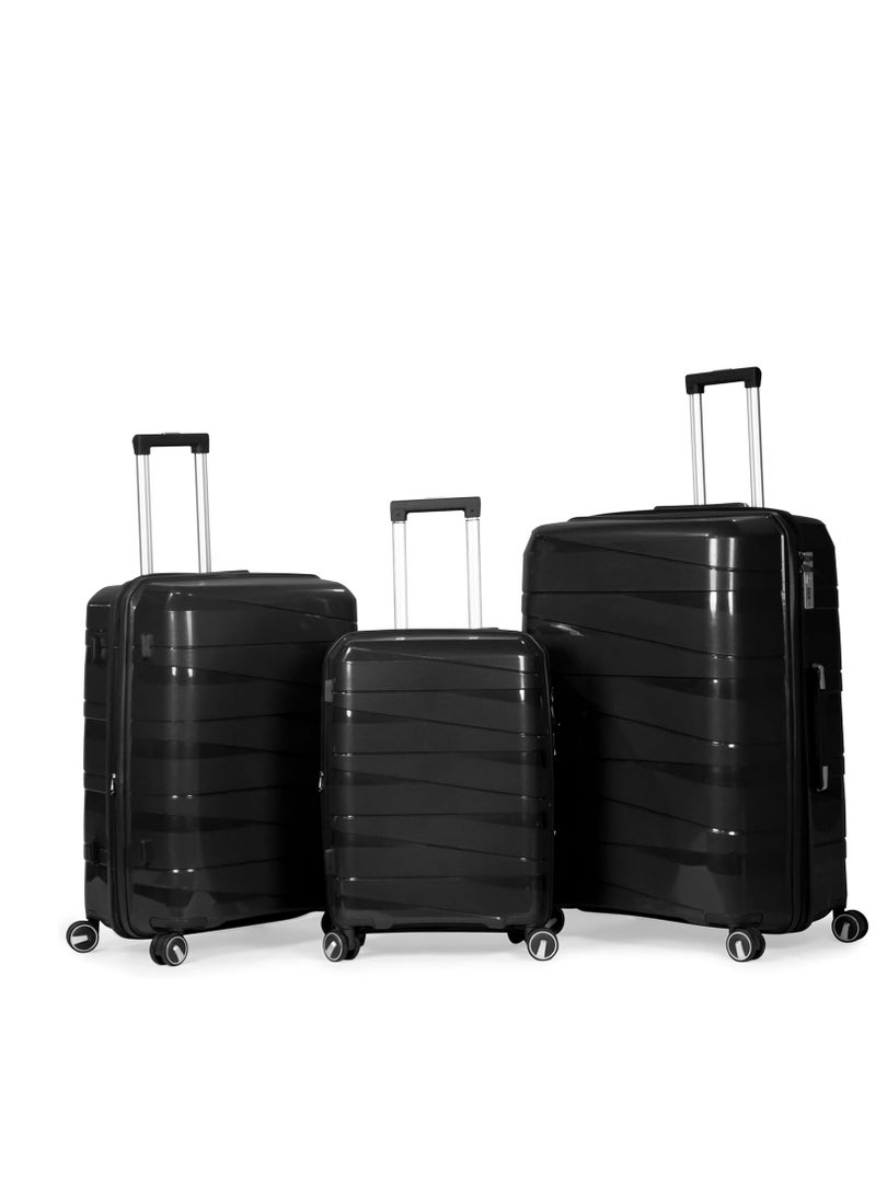 Moritz Complete Luggage Set Made of Polypropylene with Unbreakable Trolleys 3 Pieces (Black) - Image 1