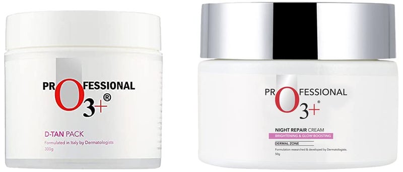 O3 عبوة O3 لإزالة تان فوري حماية من أضرار الشمس معززة بالنعناع وزيت الأوكاليبتوس مثالية لجميع أنواع البشرة 300 جرام  كريم O3 لإصلاح الليل 50 جرام - Image 1