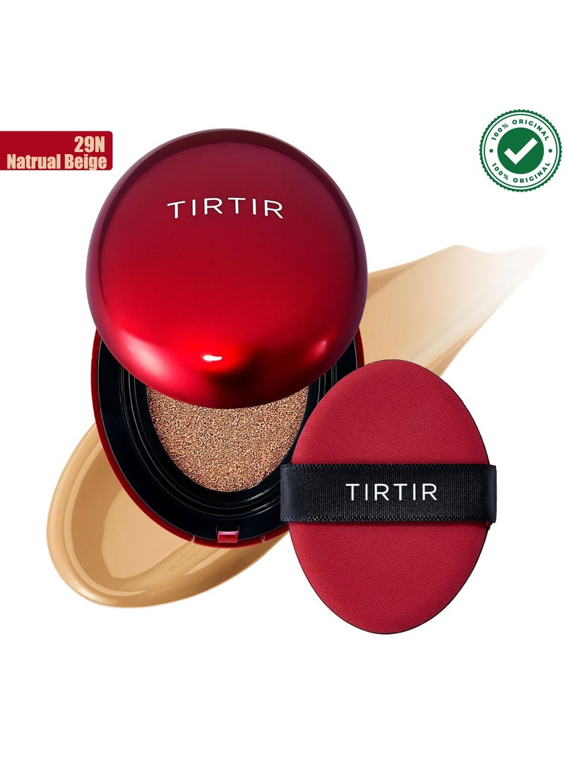 TIRTIR Mask Fit Red Cushion Foundation, Full coverage, Weightless, Skin Fit, Satin Glow Finish, Korean Makeup Cushion Foundation (#29N Natural Beige, 0.63 Fl Oz) - Image 1