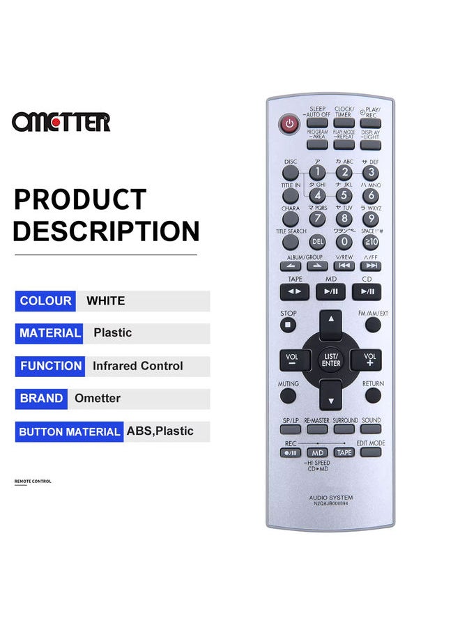 OMETTER - For Panasonic N2QAJB000094 SC-PM700MD Micro DVD MD CD Stereo Audio System Remote Control - Image 1