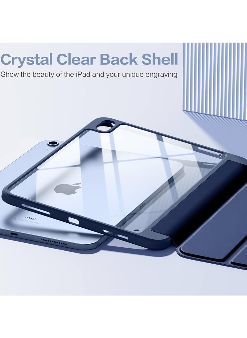 Case Compatible with iPad 10th Generation 2022 10.9 Inch with Pencil Holder, Slim Protective Cover with Clear Back Shell for iPad 10th Gen A2696 A2757 A2777, Auto Wake/Sleep, Navy