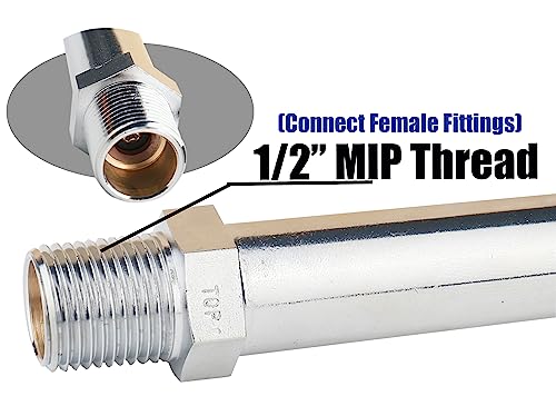 WHK 12 Inch Frost Free Outdoor Water Spigot Faucet Supply Hot and Cold Outdoor Water Faucet 1/2 Inch MIP X 3/4 Inch Hose Bibb Freeze Proof Hose Bib Wall Hydrant Sillcock(Brass,Chrome) - Image 4