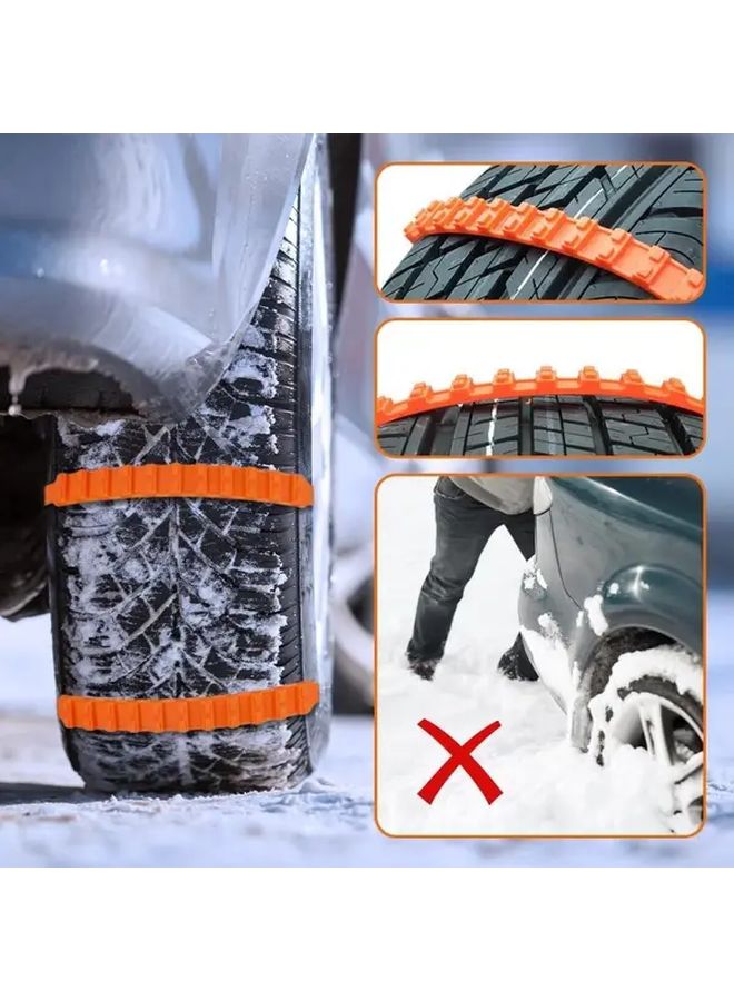 Orange Snow Chains 36 Pcs Reusable Tire Anti Slip for Trucks SUV - Image 1
