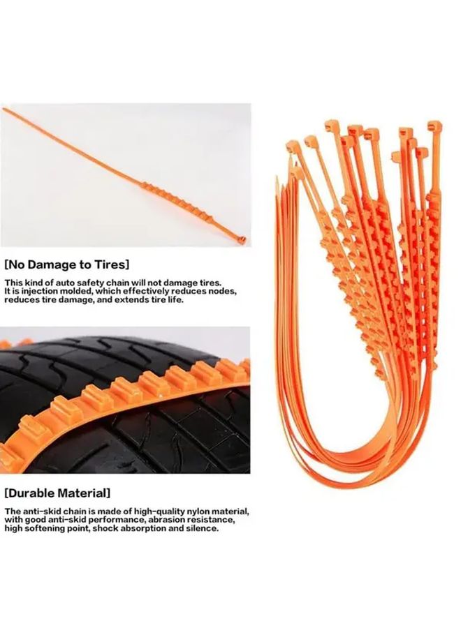 Orange Snow Chains 36 Pcs Reusable Tire Anti Slip for Trucks SUV - Image 5