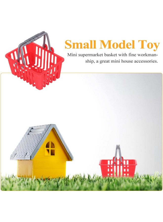 NUOBESTY 10 قطع سلة تسوق صغيرة عربة سوبر ماركت صغيرة سلال تسوق بلاستيكية صغيرة مع مقابض لحفلات الأطفال هدايا بيت الدمية (أحمر) ... - Image 4