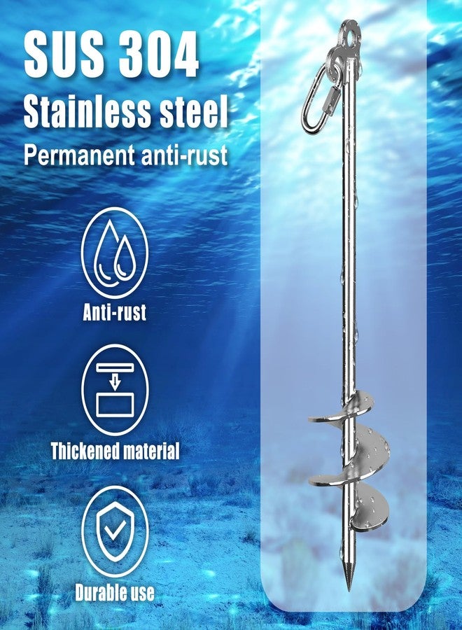 Insaga 17'' Sand Anchor for Boat with 32ft Rope, 304 Stainless Steel Boat Sand Anchor with Crossbar, Fully Welded Screw in Boat Anchor for Kayak, Jet Ski, Pontoon, Shallow Water, Beach and Sandbar Use - Image 3