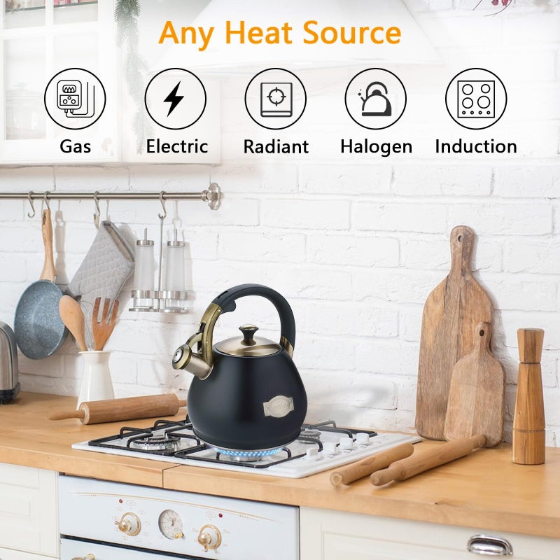 Lazneyru Tea Kettle Stovetop Whistling Kettle Teapot, 3Quart Tea Pot Stainless Steel Teakettle for Stove Top with Heat Proof Ergonomic Handle - Image 4