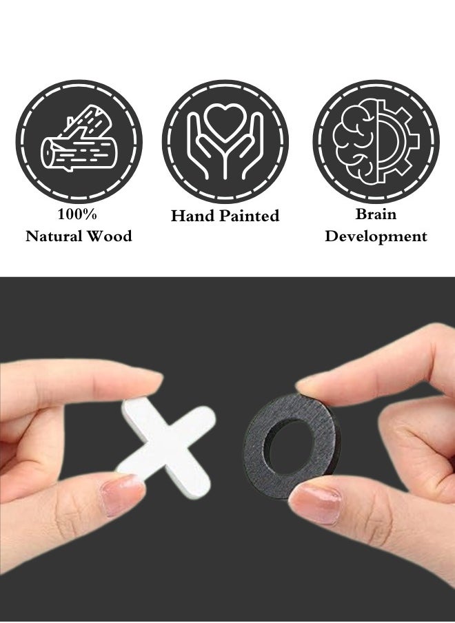 ATRI - Wooden X O Game, Interactive Family Board Game Suitable for Adults and Kids Middle size 18CM - Image 1