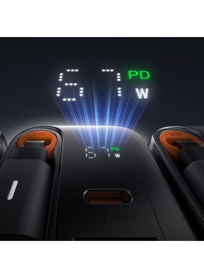 مكدودو شاحن Mcdodo CH-4090 بقدرة 67 واط GaN قابس بريطاني (UK) بمنفذ USB-C + USB-A مع شاشة رقمية وكابل USB-C مدمج قابل للسحب بطول 65 سم لون أسود - Image 3
