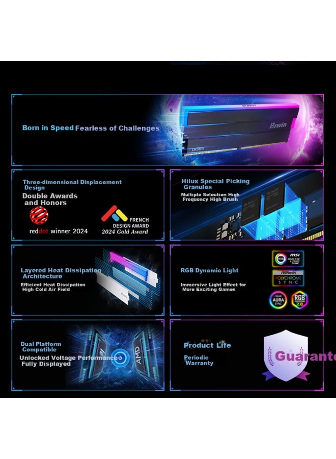 Biwin 32gb Kit Ddr5 6000mhz Desktop Memory Module Shikong Xingzhe Dw100 Dazzling Rgb Light Bar Black Ai Pc Computer Accessory - Image 2
