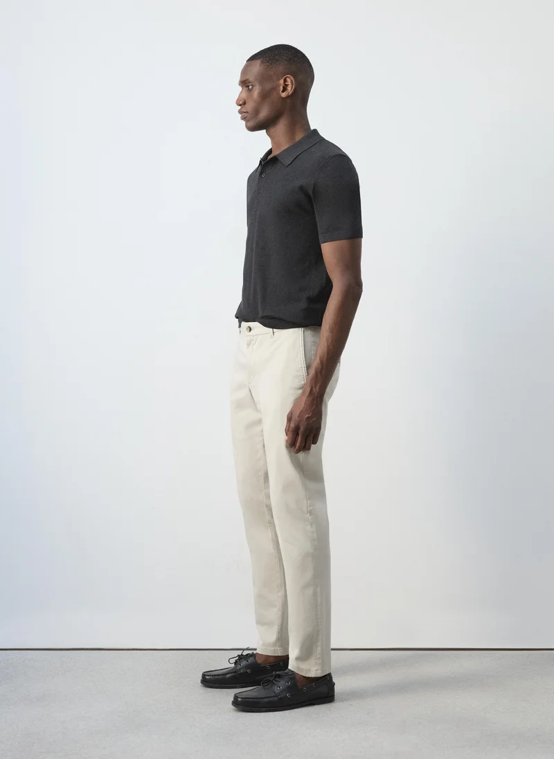 Mango Man 05-CRUDO Barna Slim-Fit Twill Chino Trousers for Men | Best Price UAE
