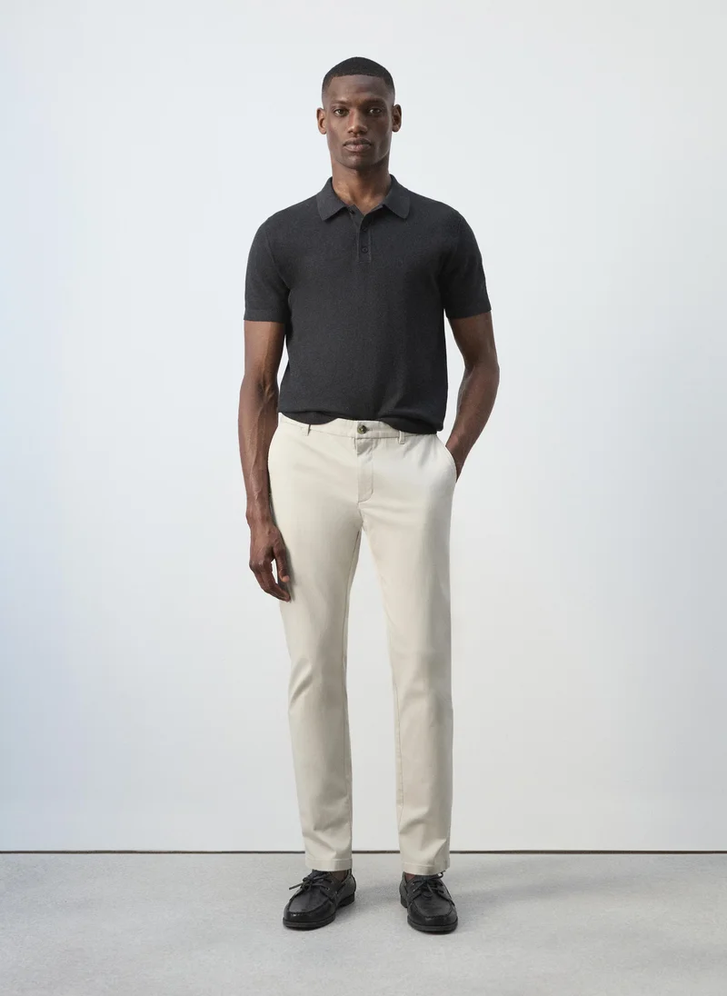Mango Man 05-CRUDO Barna Slim-Fit Twill Chino Trousers for Men | Best Price UAE