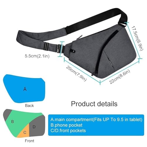 OSOCE Anti Theft Crossbody Bags Sling Bag for Women Men Waterproof Wander Bag for Sports and Travel. (2.0Grey, Small) - Image 2