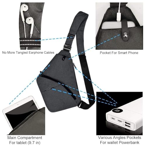 OSOCE Anti Theft Crossbody Bags Sling Bag for Women Men Waterproof Wander Bag for Sports and Travel. (2.0Grey, Small) - Image 3