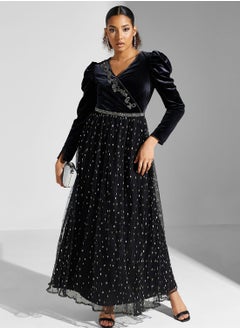Montania Floral Applique Wrap Dress  - Image 1